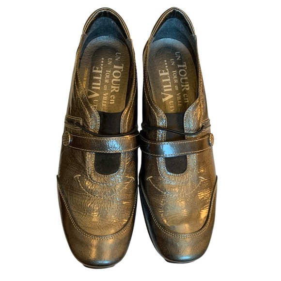 Un Tour En Ville Shoes Womens 41 Green Black Slip On Sneakers Patent Leather - Picture 2 of 9